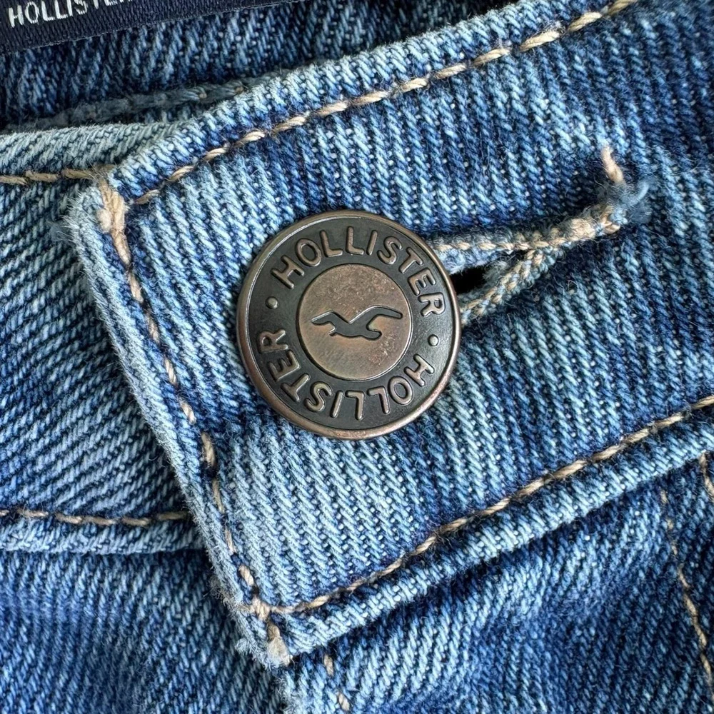 Hollister Womens Blue Denim Patchwork Ultra High-Rise Mom Jeans Size 5R (27x27)